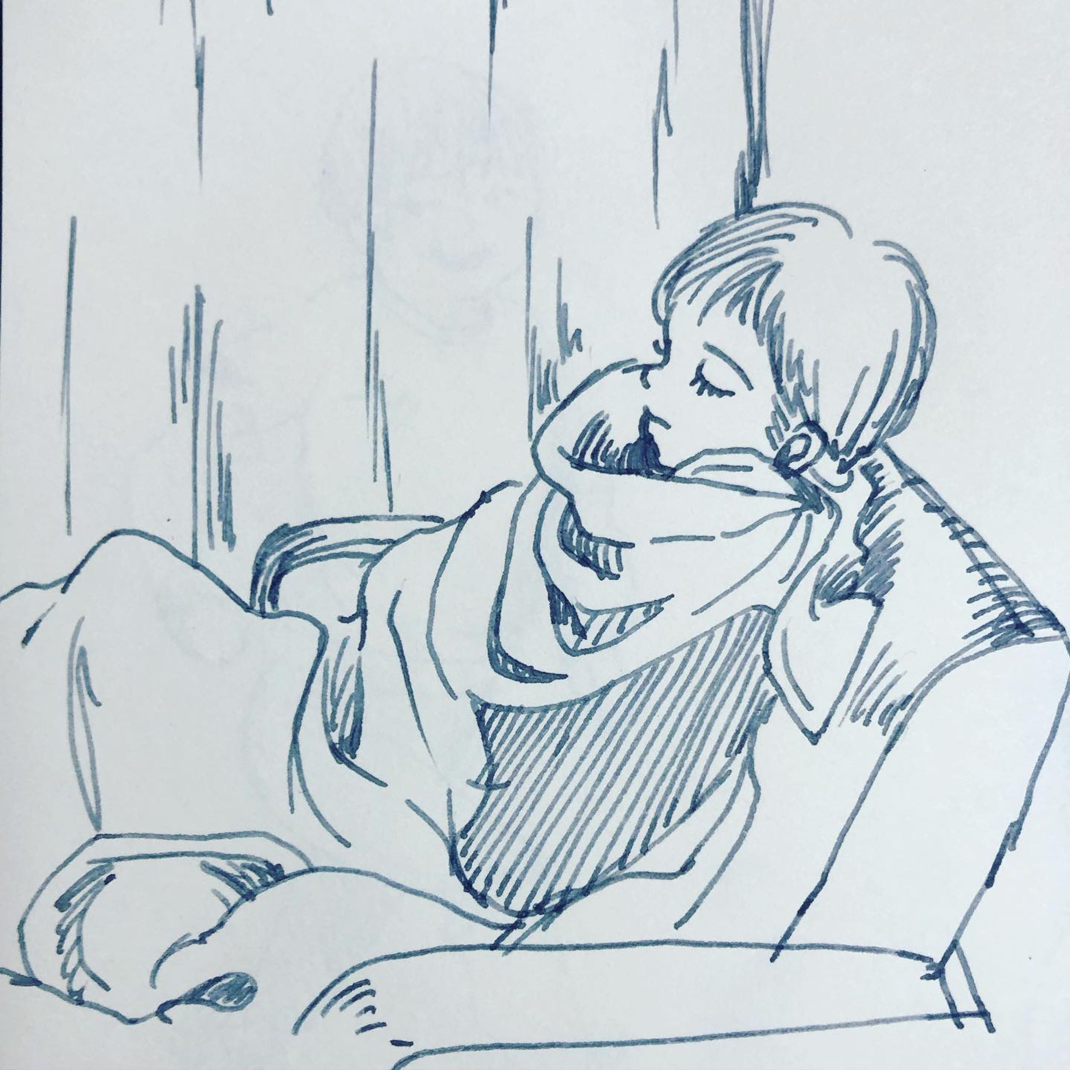 #sketch #dailysketch  #スケッチ #日々描く 
毛布に包まる息子-1