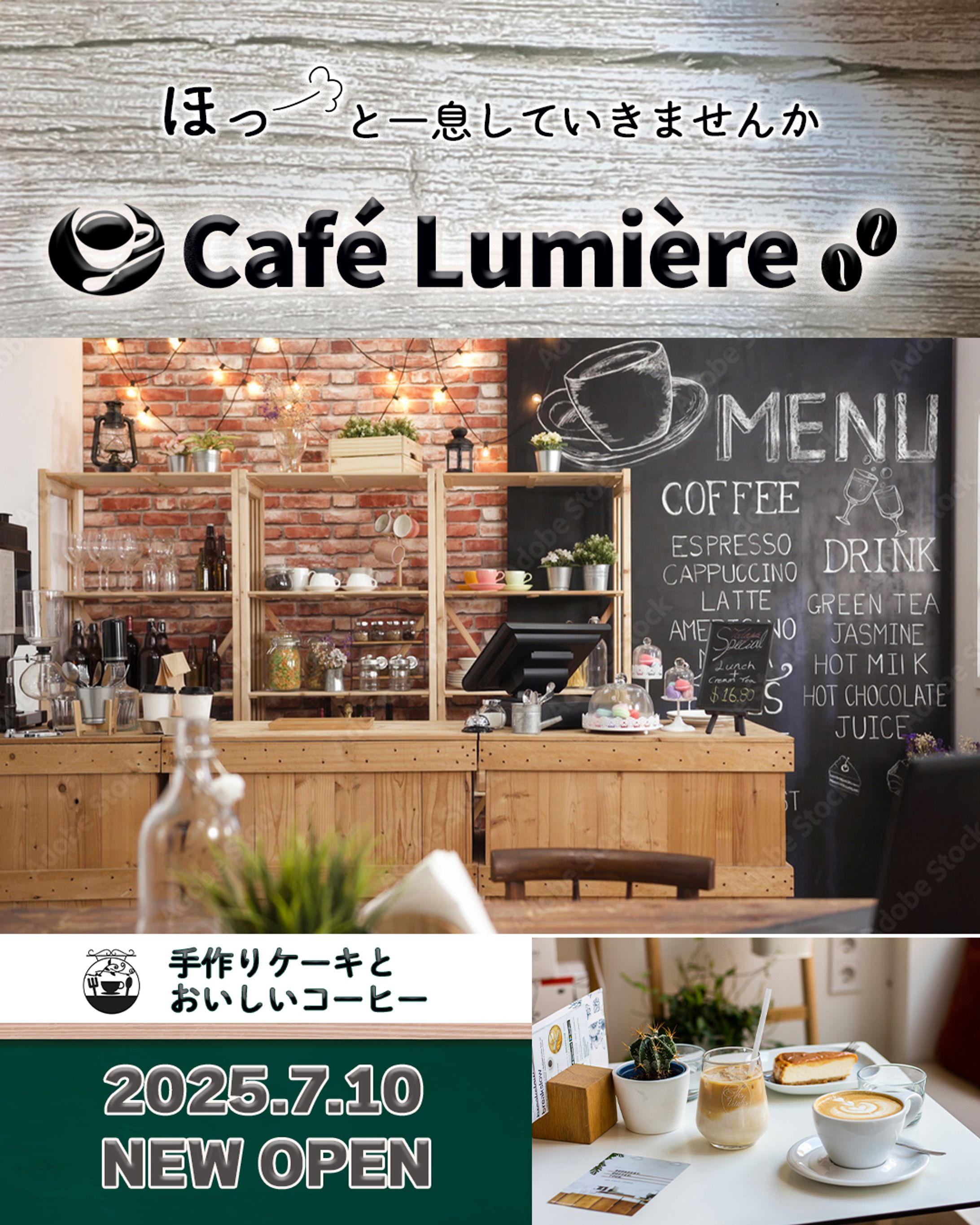 カフェのオープン告知バナー -1
