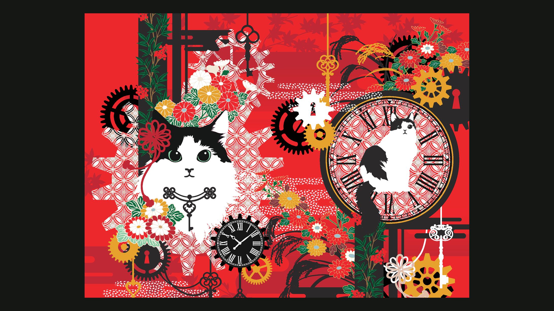 和猫絵巻〜紅-1
