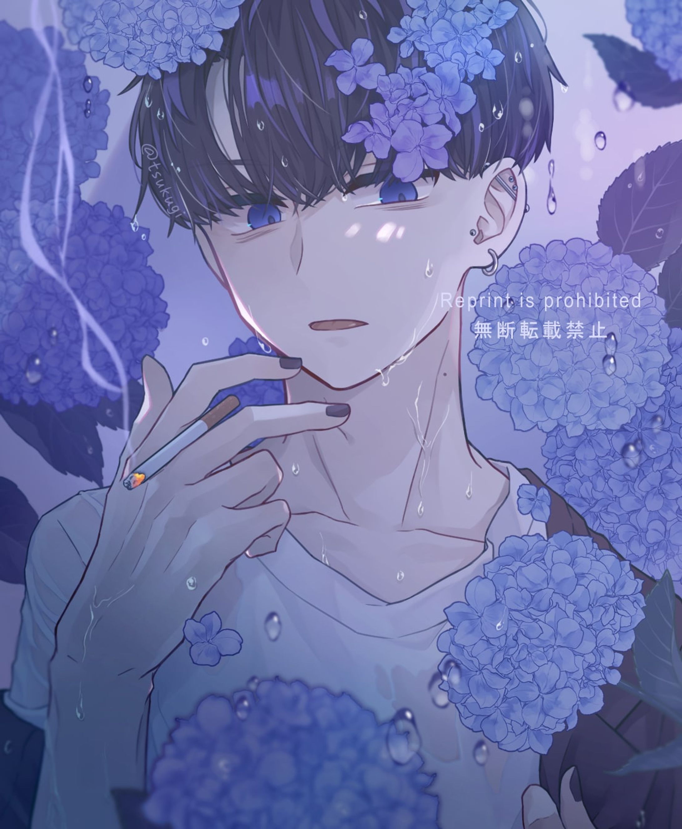 紫陽花に沈む-1