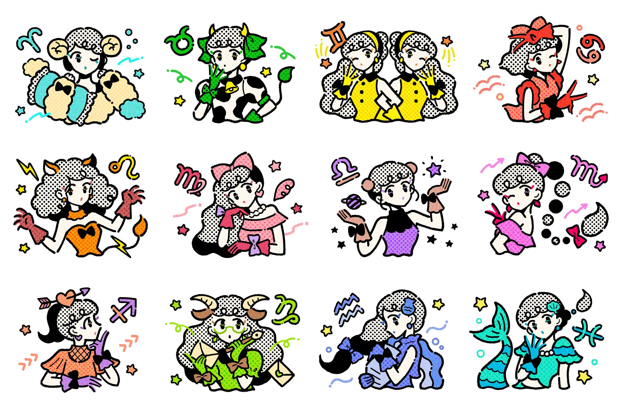 【お仕事】集英社 non-no_12星座ガールズイラストカット-1