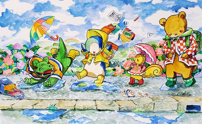 きだ　「雨上がりにみんなで下校」