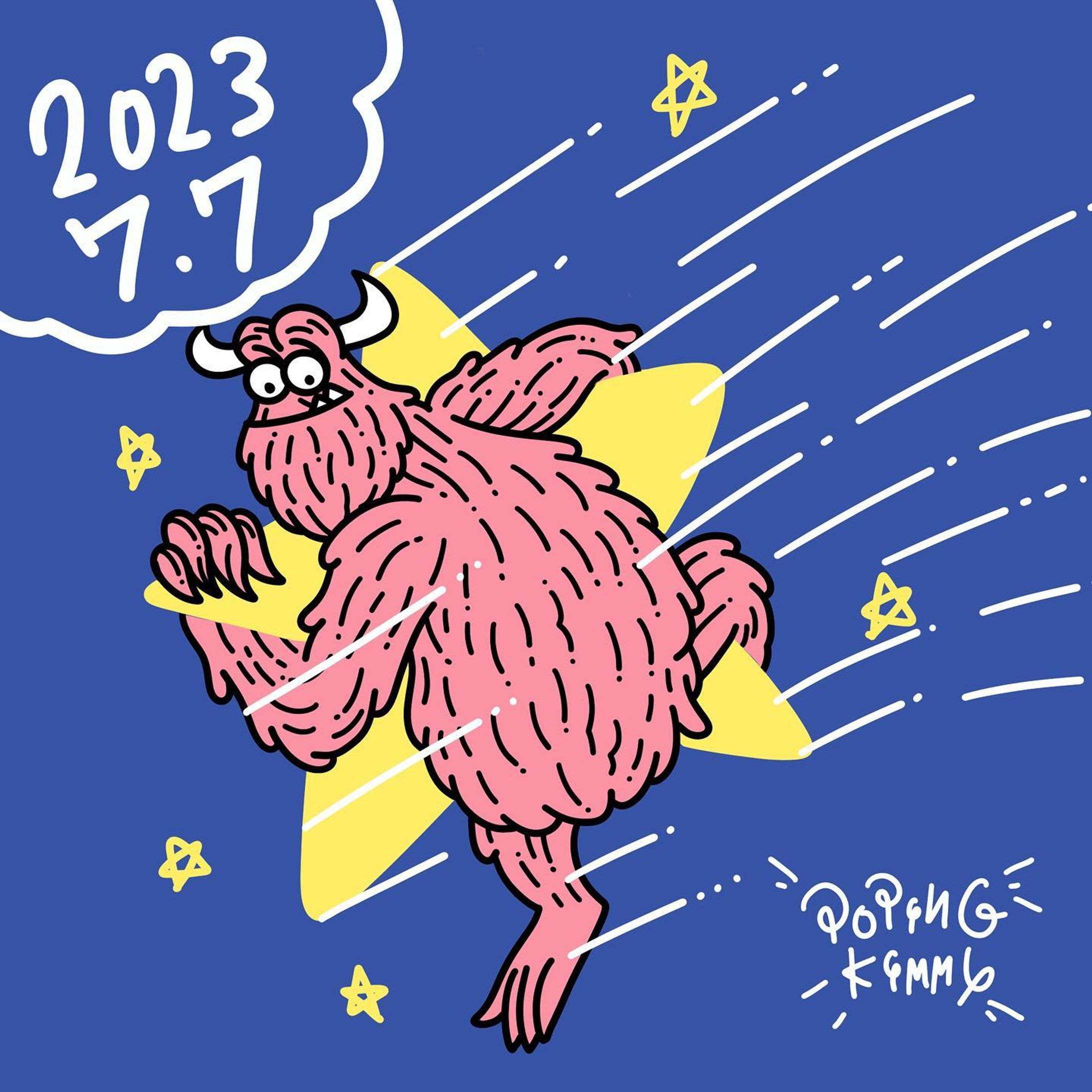 7/7は七夕ということで、星にしがみついてどのバースに降りようか飛行中pluffy!
結構…雑ですいません…😓

#poppingkimmy #sitcomic #pluffy #xoverse #イラストレーター #illustrater #宇都宮 #utsunomiya #lowbrow #アメリカン雑貨 #モンスターイラスト #カートゥーン #ピンクモンスター #ストリートファッション #ポップアート #monsterillust #アメリカン #オリジナルイラスト #オリジナルブランド #multiverse #tシャツ #ストリートアート#イラストグラム #デザイン #マルチバース #イラスト依頼募集中 #popイラスト #ストリートカルチャー #七夕 #七夕イラスト-1