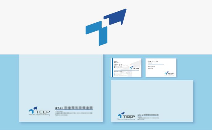 電気工事事業会社のロゴマークと名刺