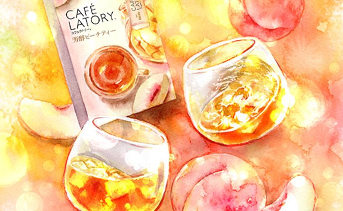 味の素カフェラトリーinstagram用ピーチティーイラスト