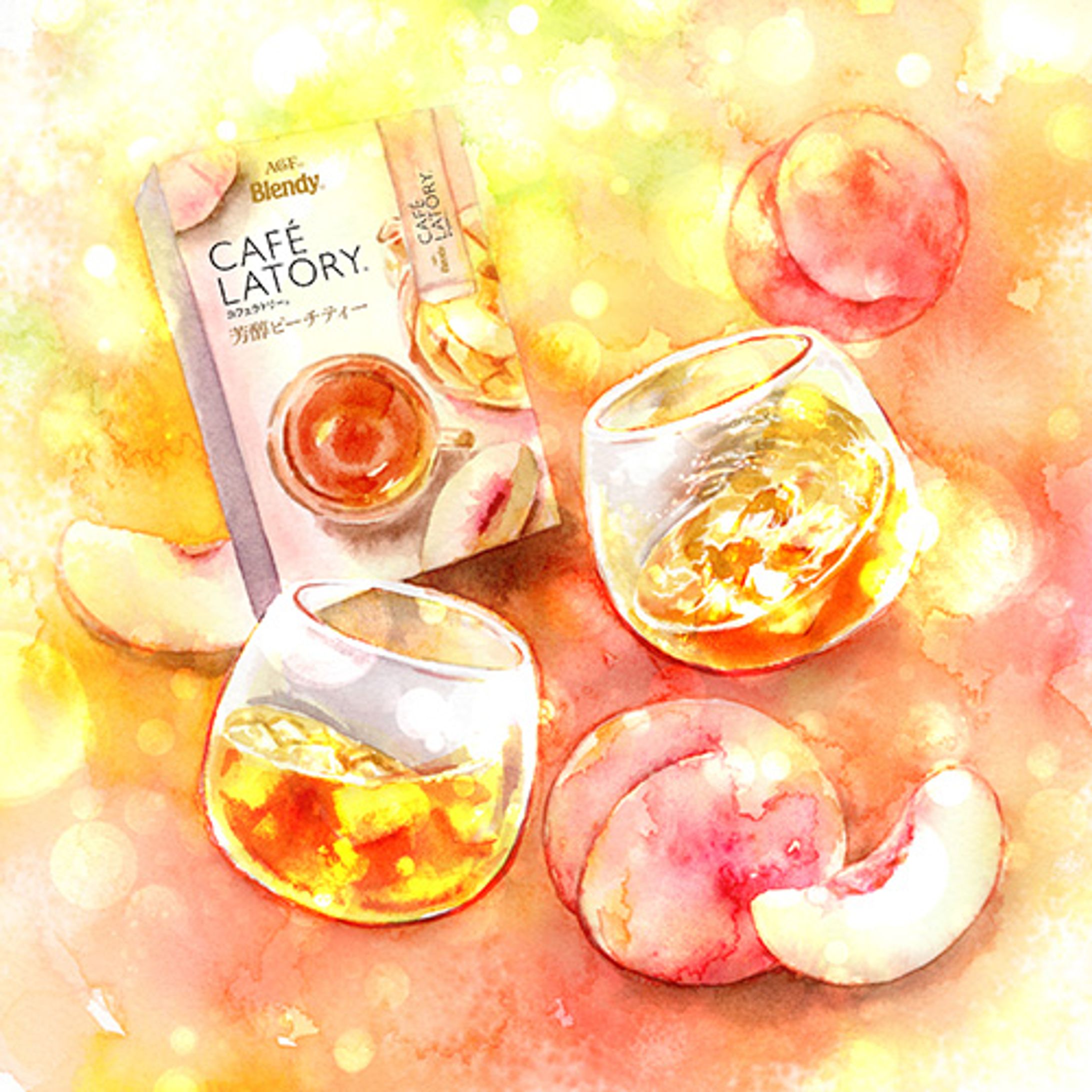 味の素カフェラトリーinstagram用ピーチティーイラスト-1