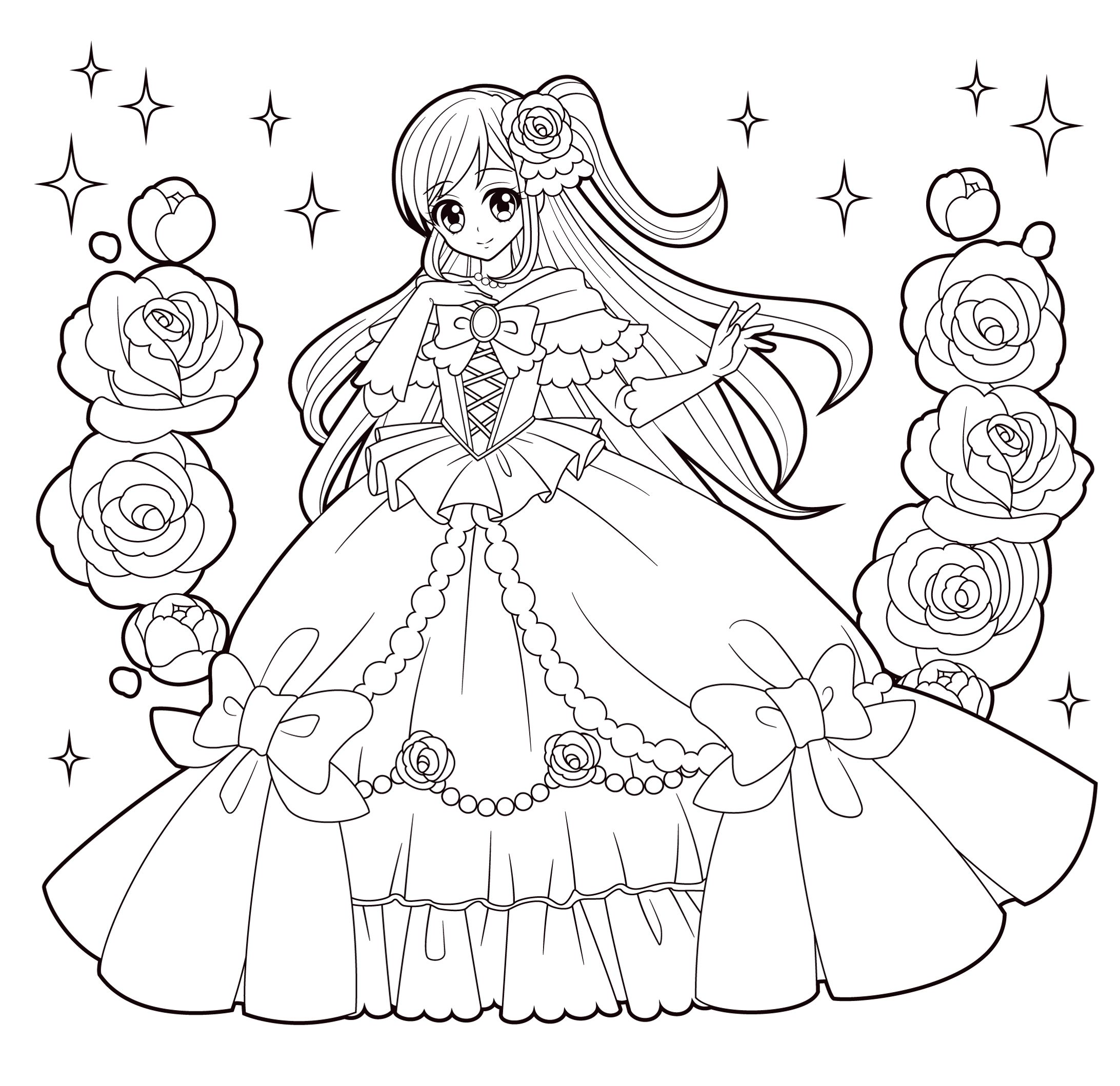 ぬり絵【ドレス】-1