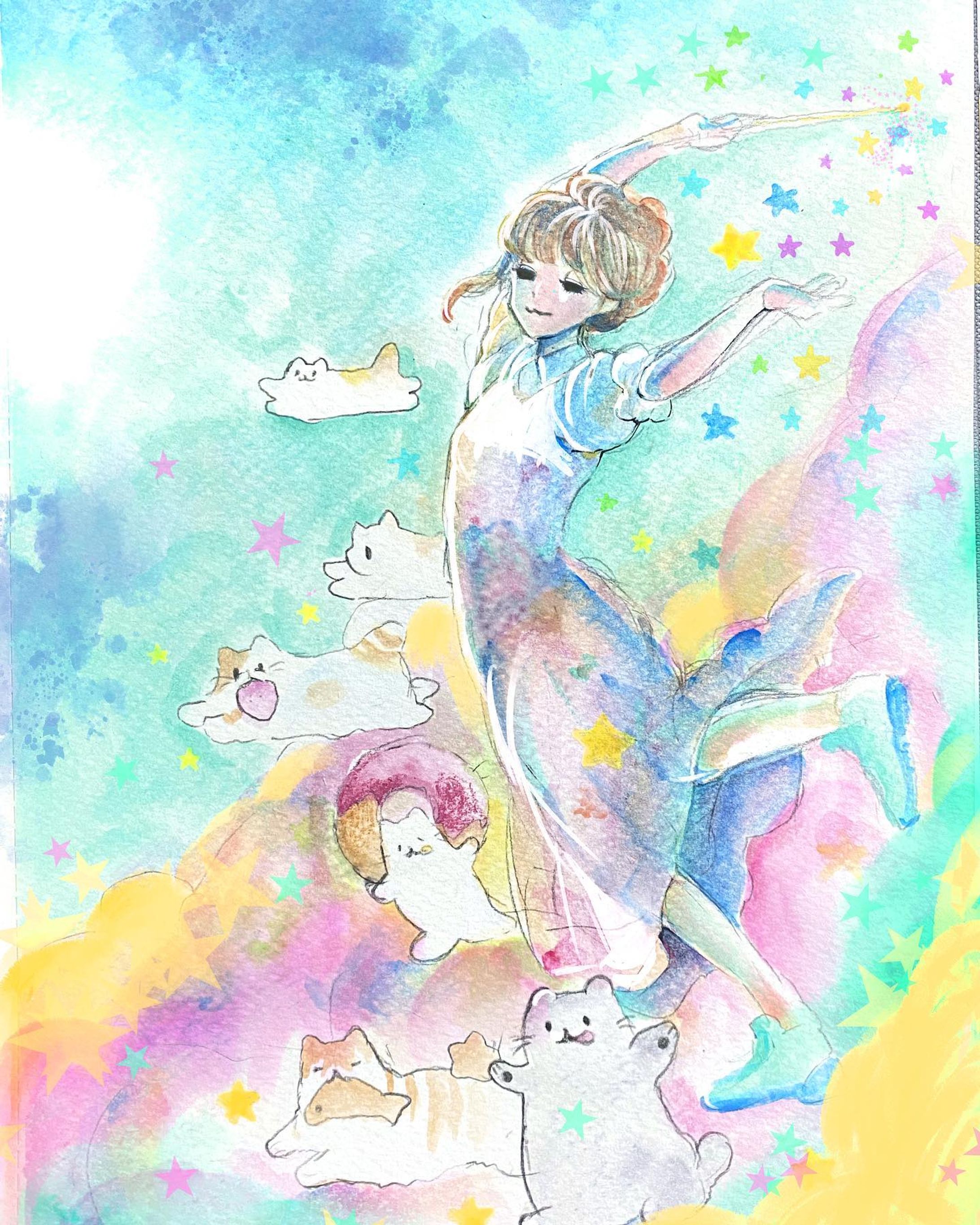 ふんわり

 #イラスト
 #水彩
 #水彩イラスト-1