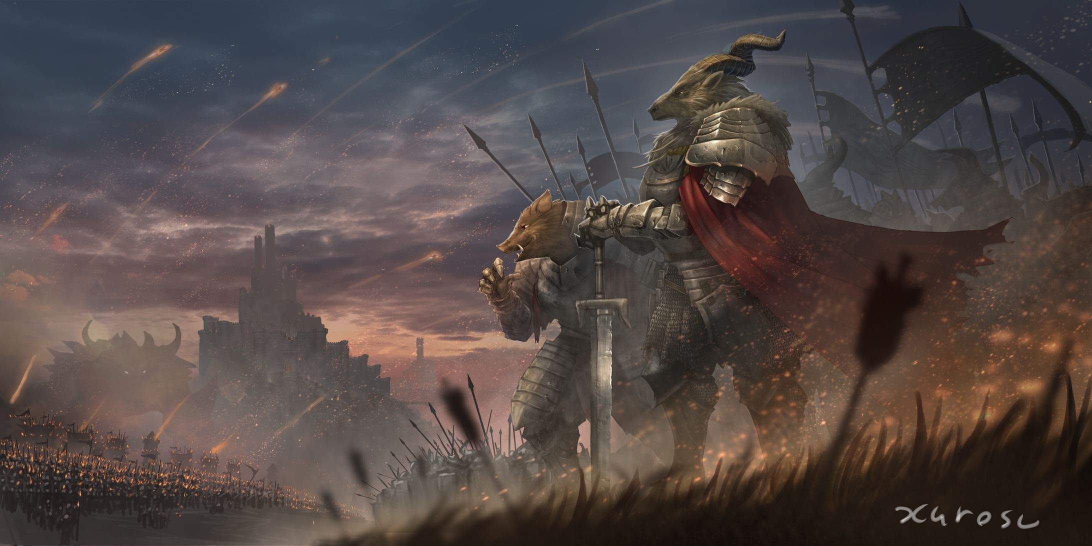 人外キャラクターと風景-1