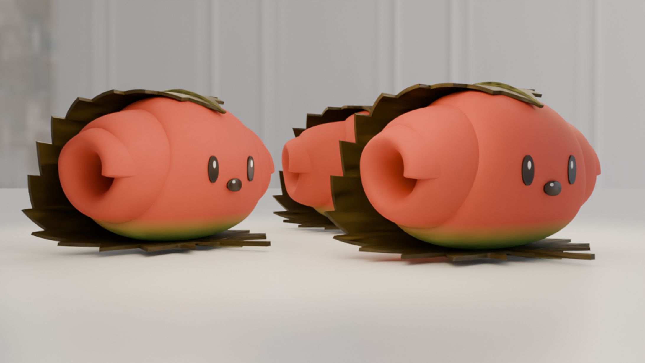 【3DCG】オリジナルキャラクター：桜餅ロールパン犬-1