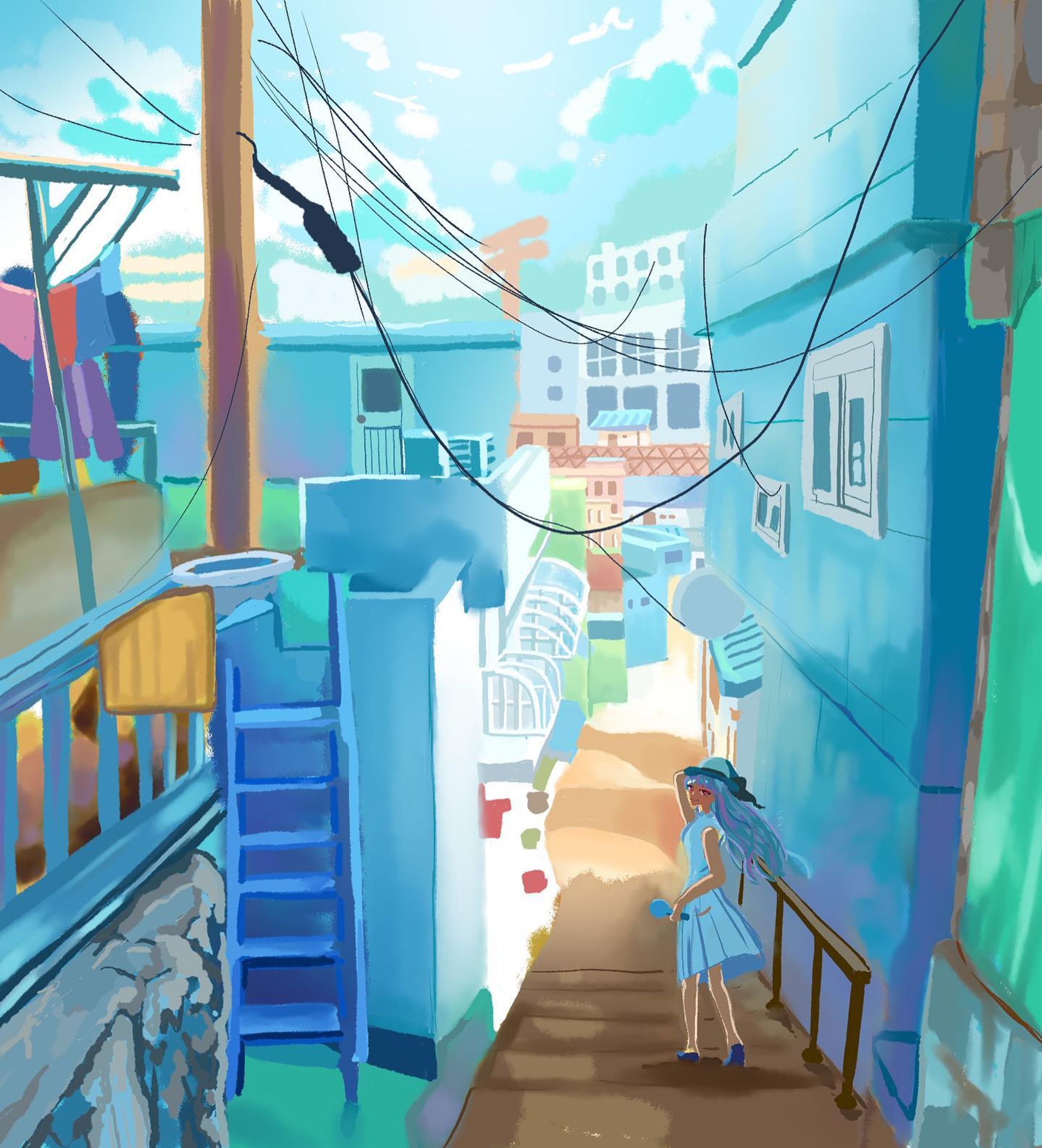 #illustration #illust #landscape #甘川洞文化村 #blue-1