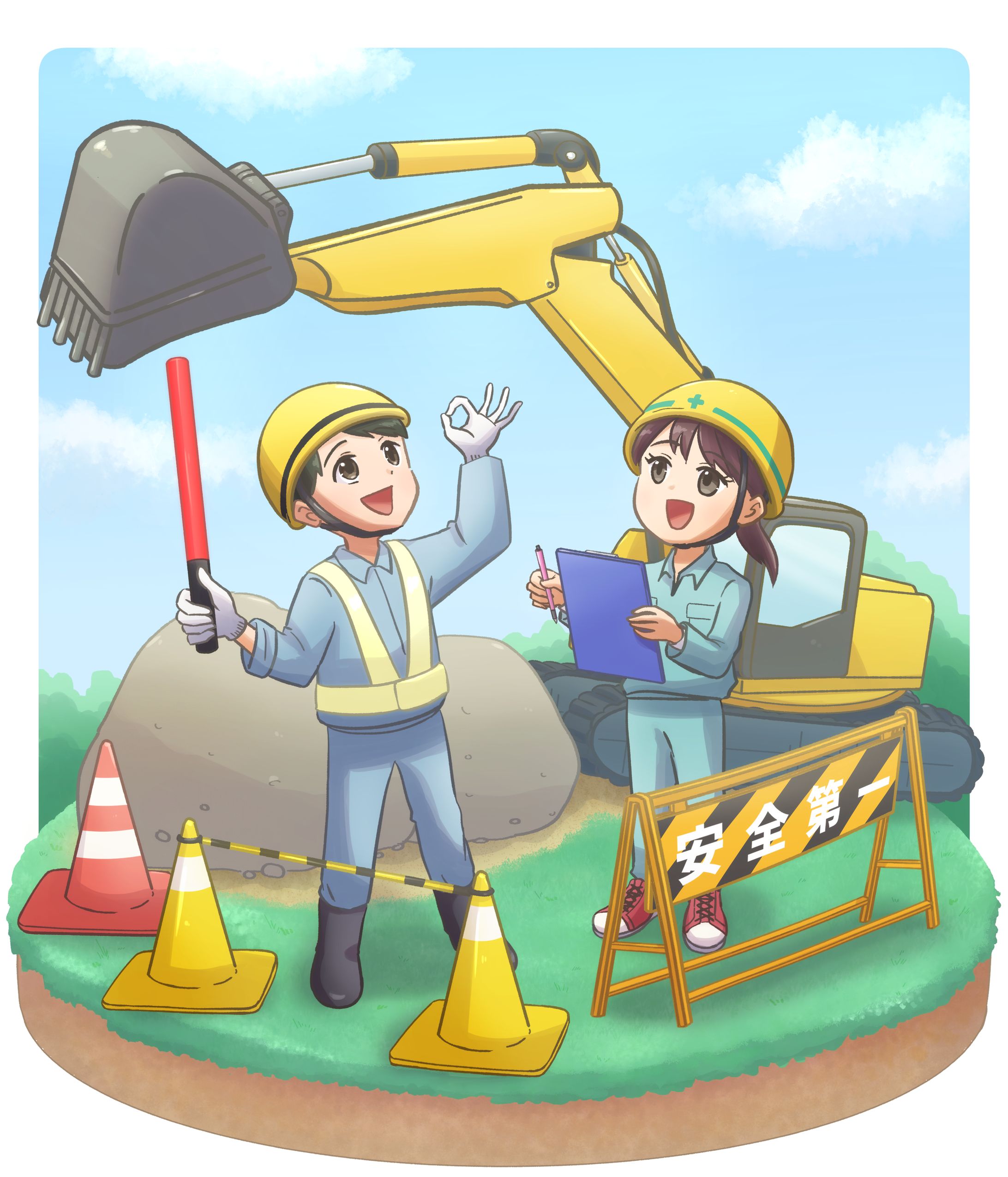 工事現場のお仕事 イラスト-1