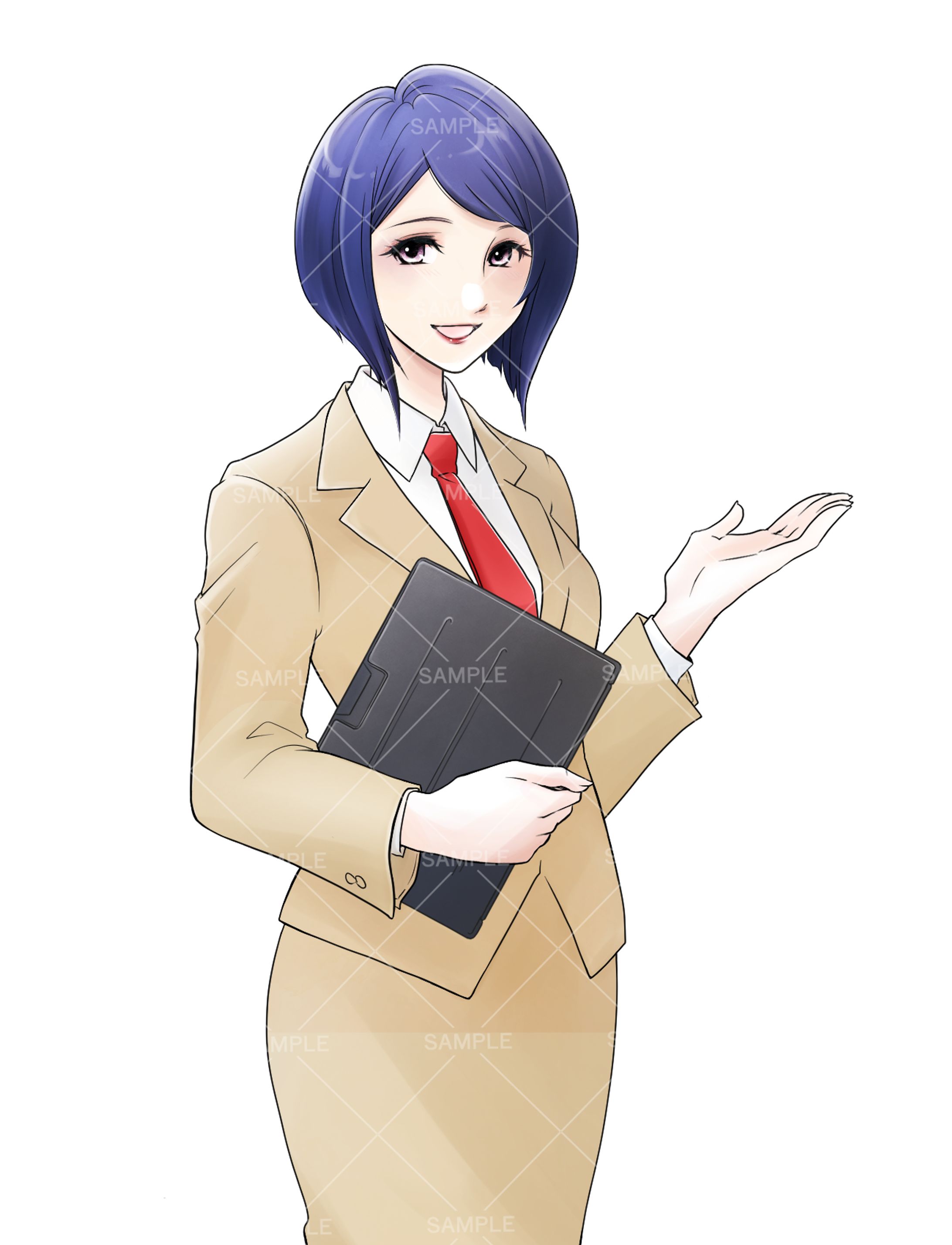 秘書イメージの女性キャラクターイラスト-1