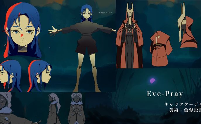 Eve,澤野弘之『pray』背景美術・作監・キャラクターデザイン