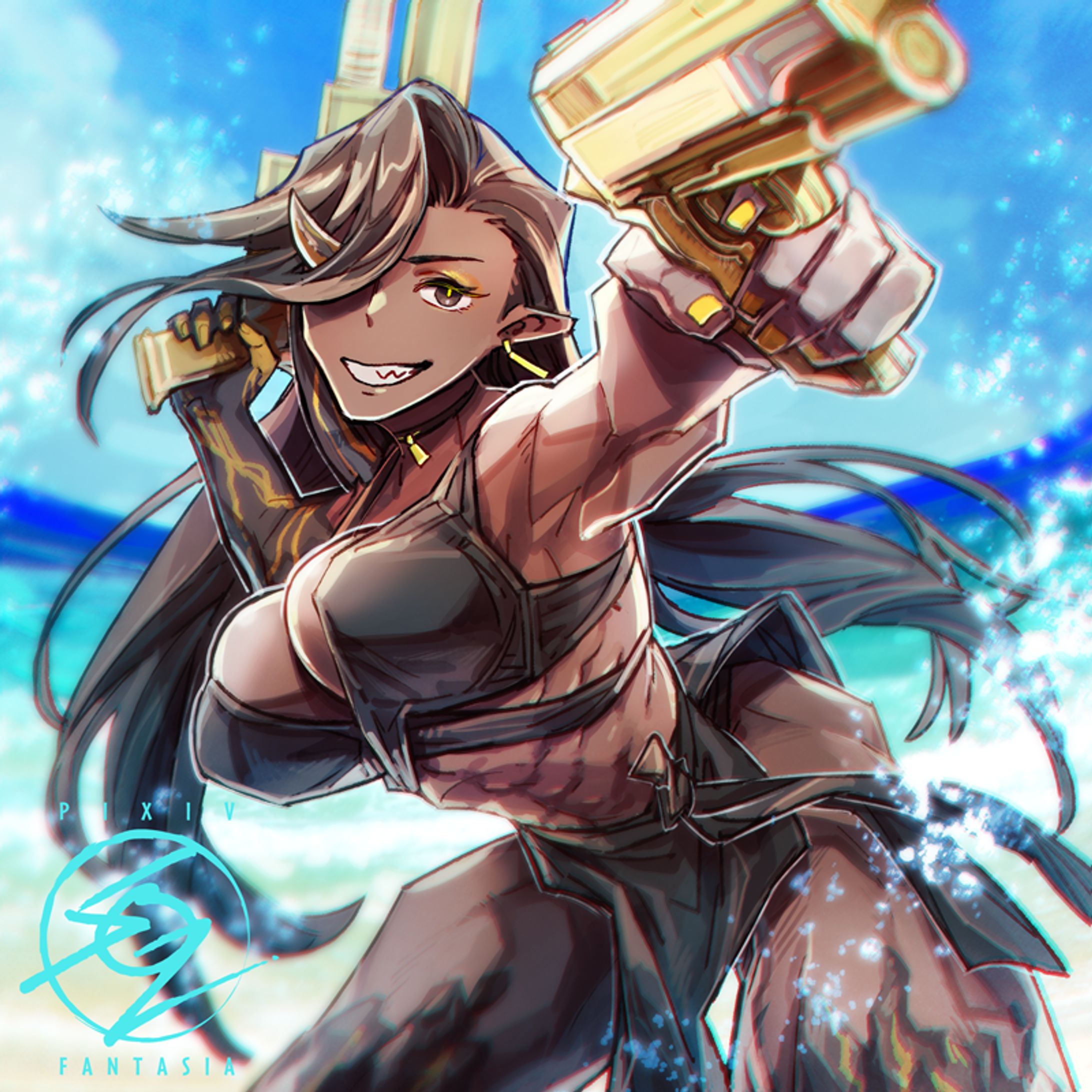 筋肉質な女性のキャラクター