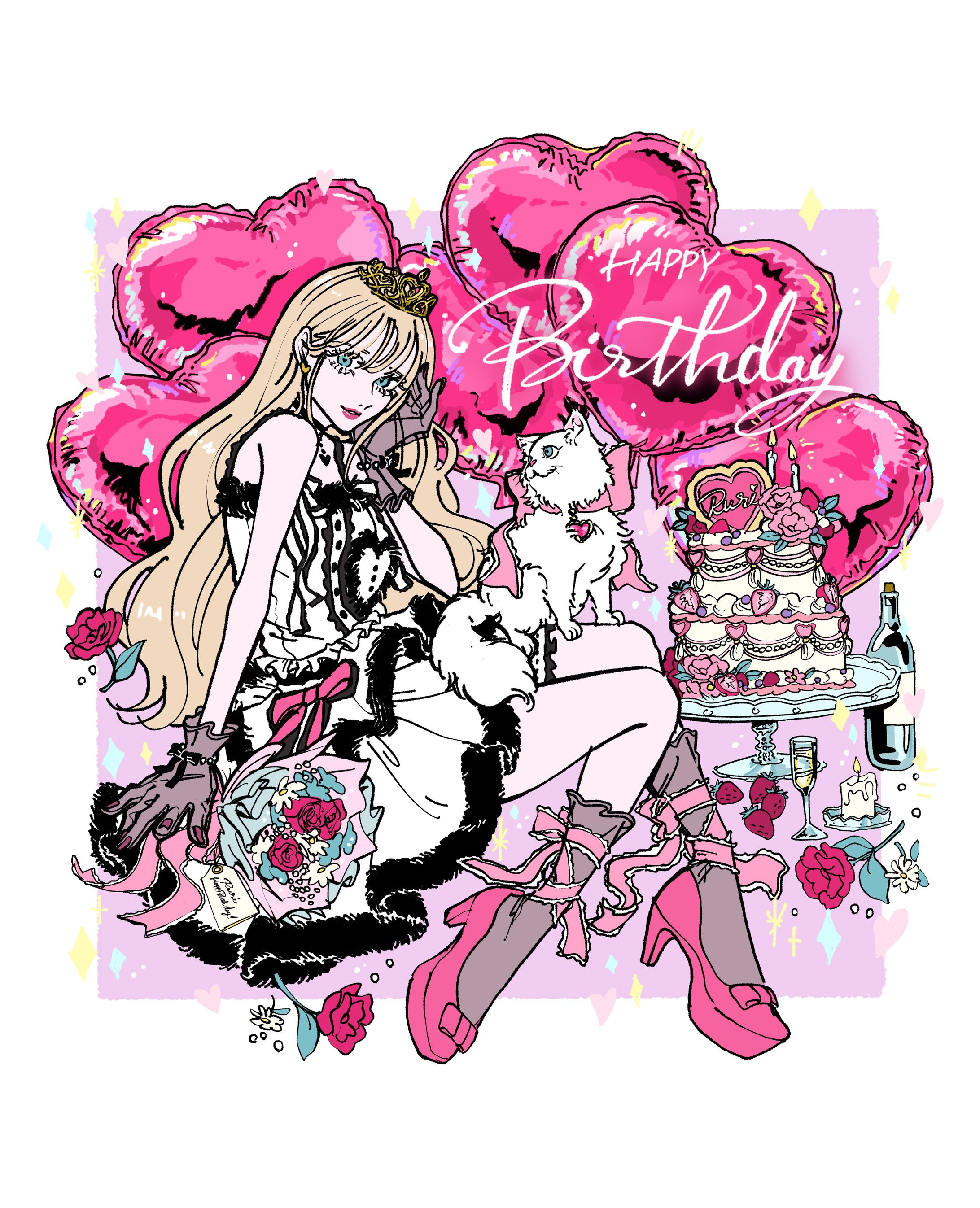 久我瑠璃 様 生誕Tシャツイラスト-1