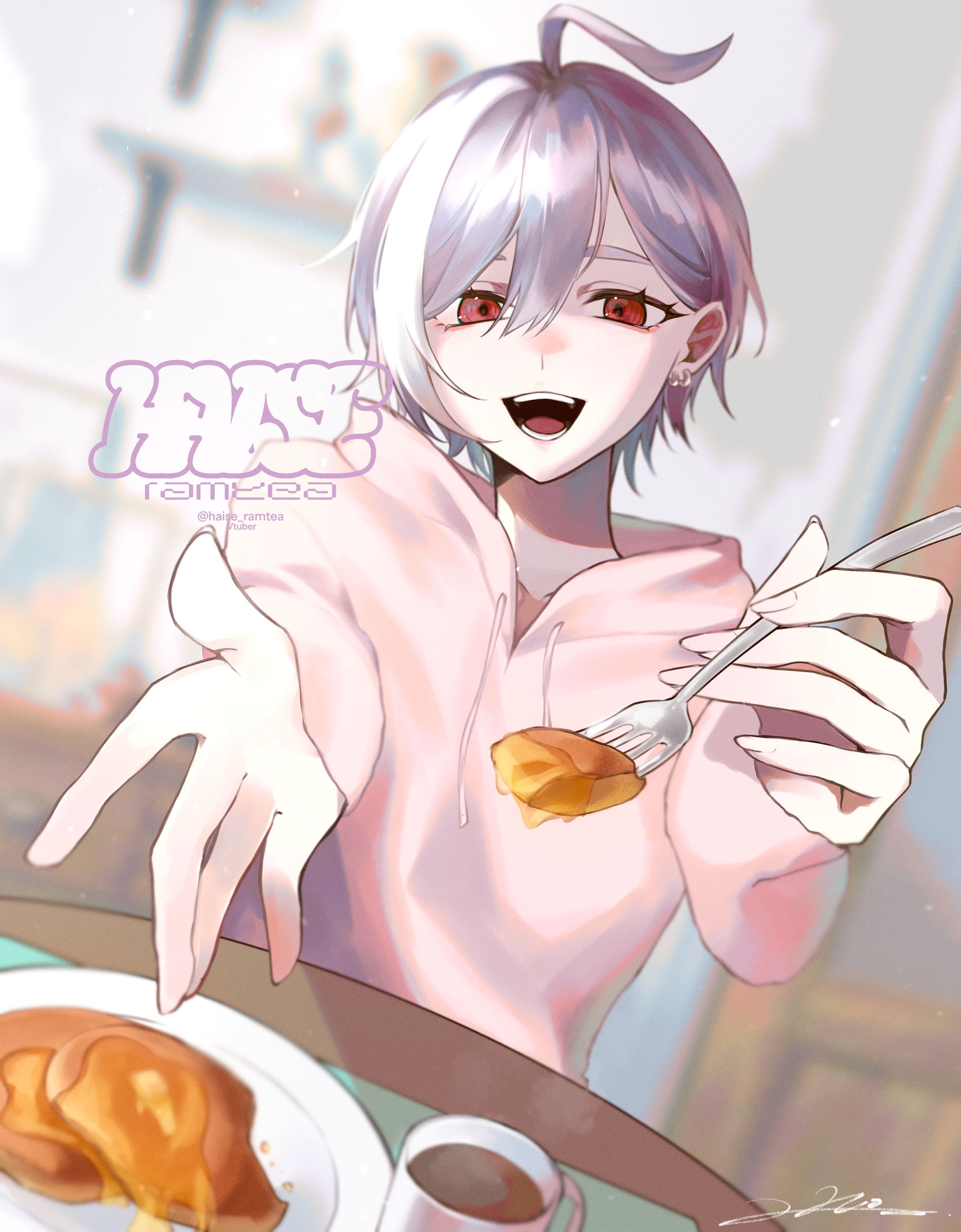 【イラスト制作】おはようVtuber用お写真-灰灑らむ汰様-1