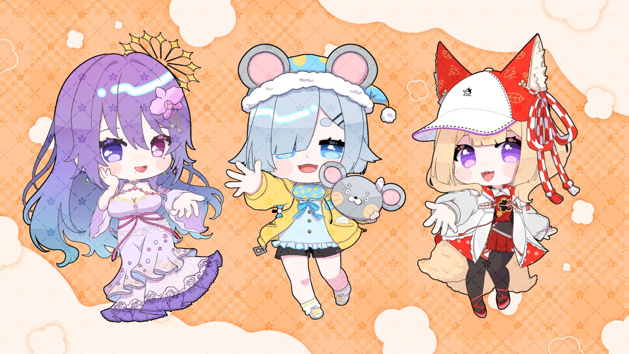 SDイラスト￤Vtuberグループ三人娘-1