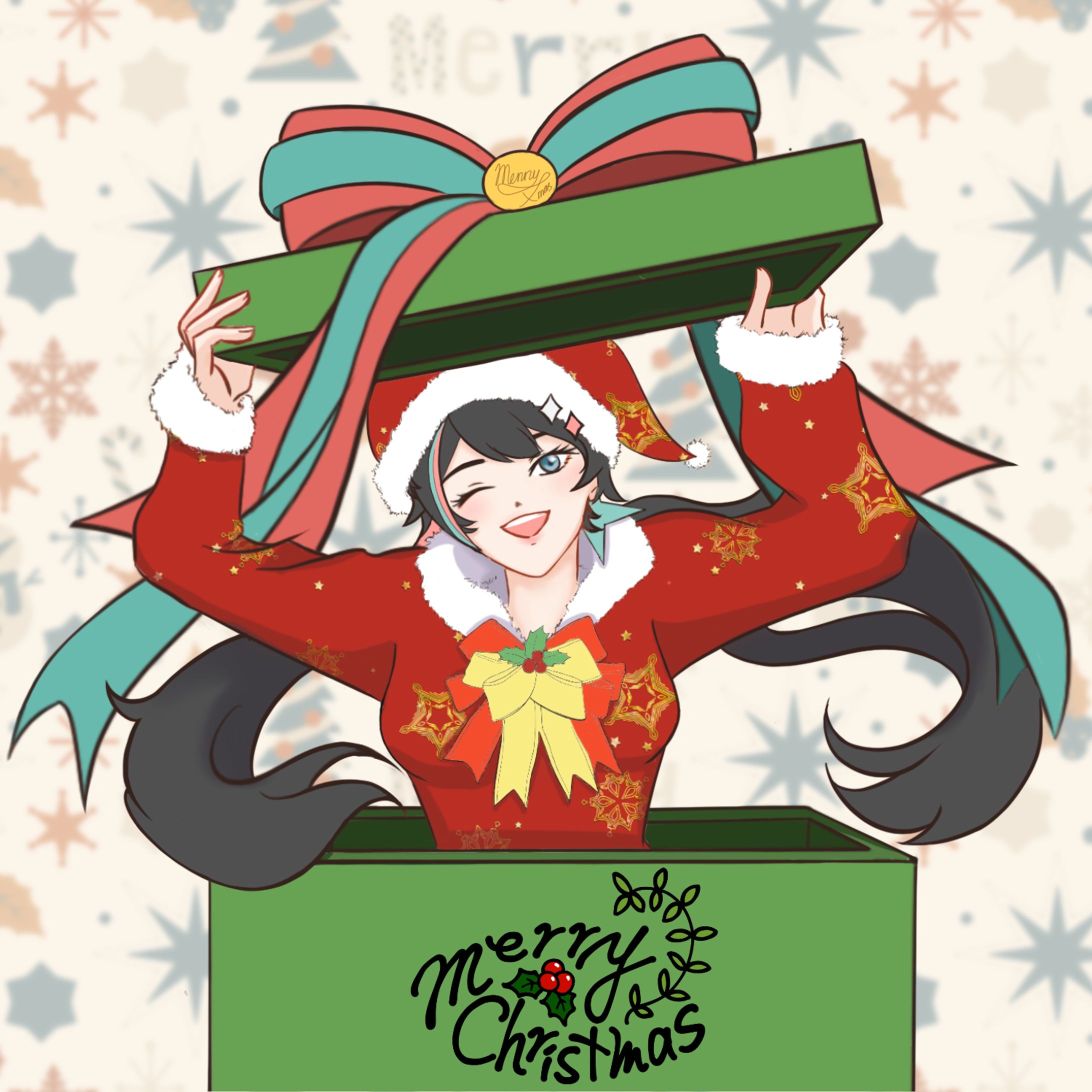 Christmast Themed Vtuber Art-1