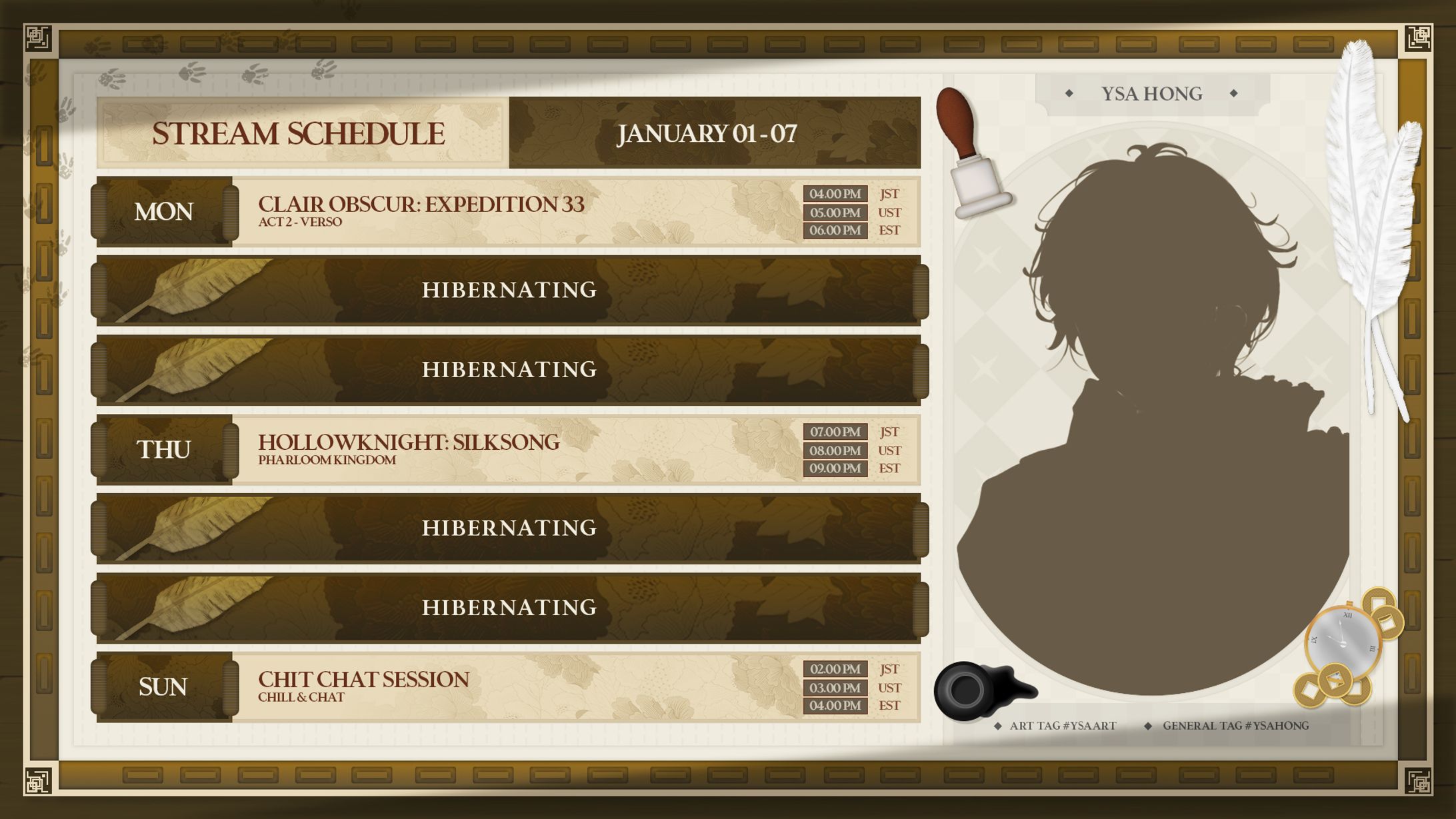 Stream Schedule - YSA Hong-1