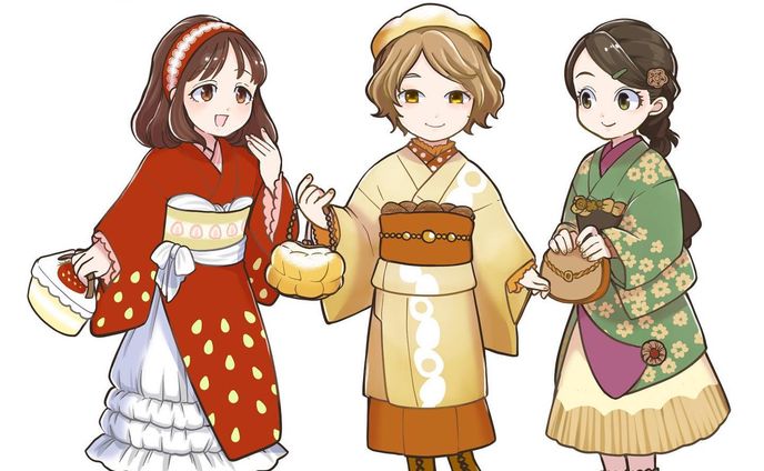 着物、お菓子づくり