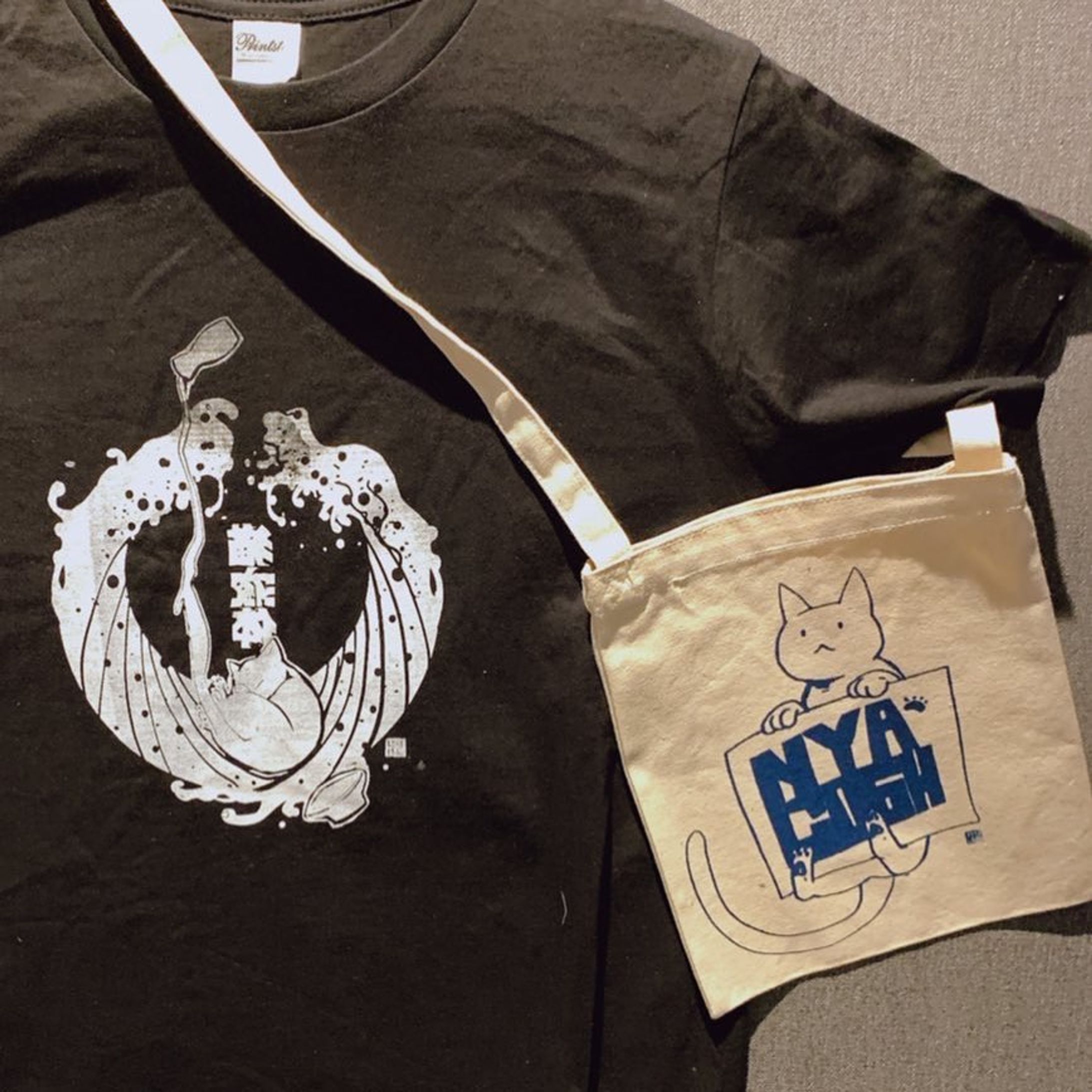 Tシャツサコッシュ手刷り（カスレなどあり）-1