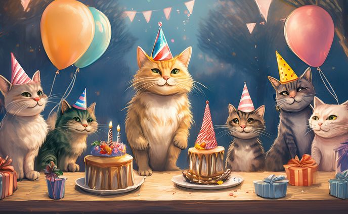 猫たちのバースデーパーティ