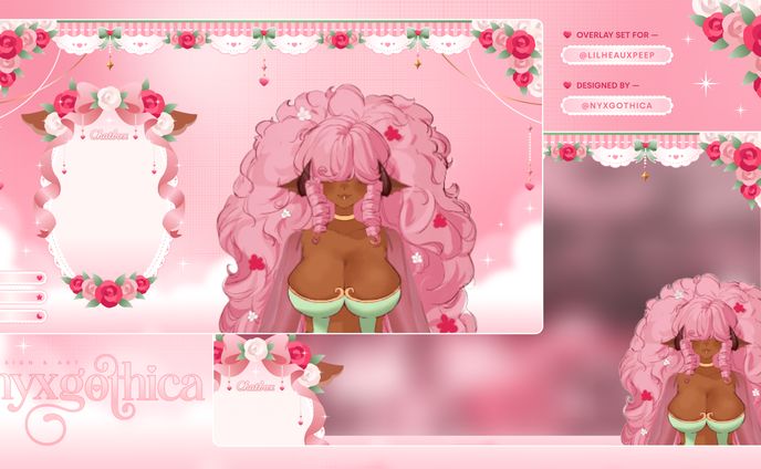 Overlay set for pink sheep VTuber