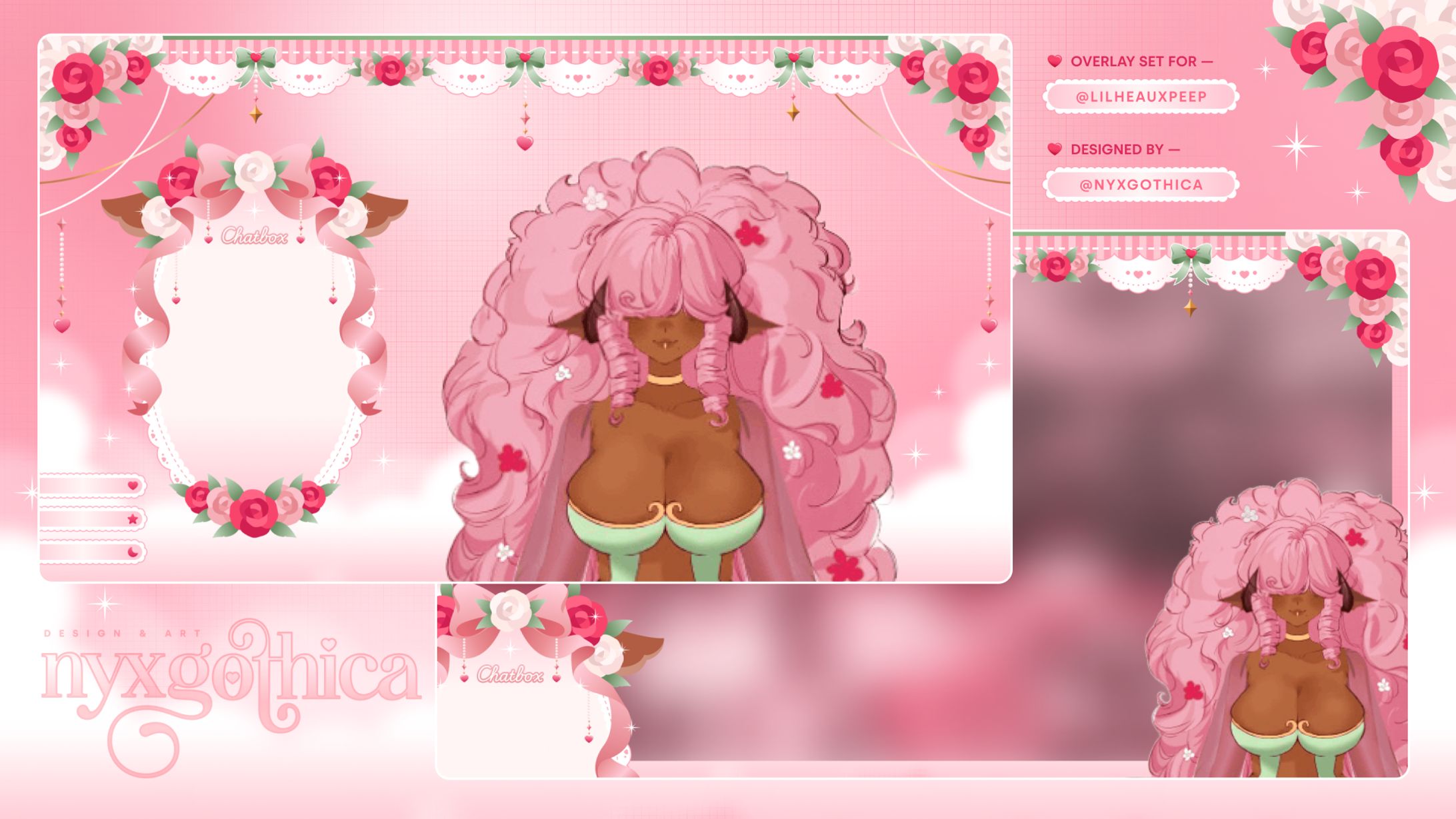 Overlay set for pink sheep VTuber-1