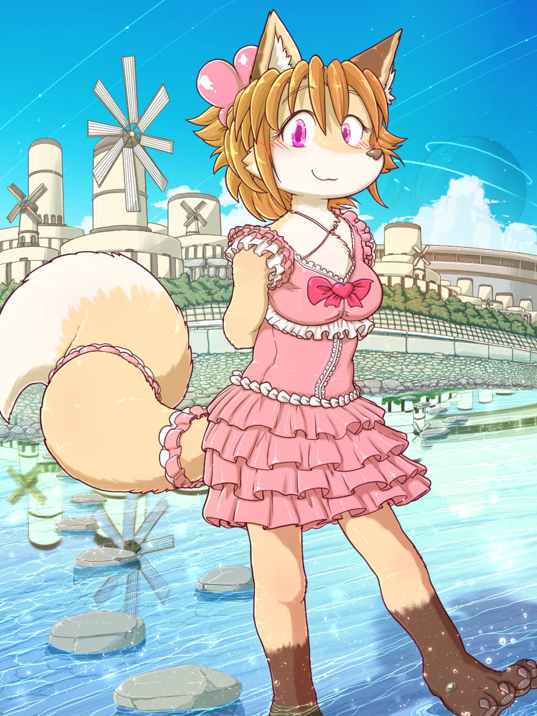 ｵﾘｷｬﾗ　千夜ちゃん全体カラー(風景有)-1