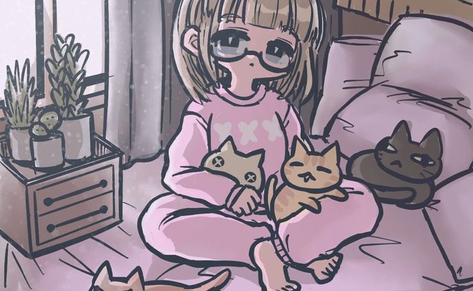 眼鏡ちゃんとねこ