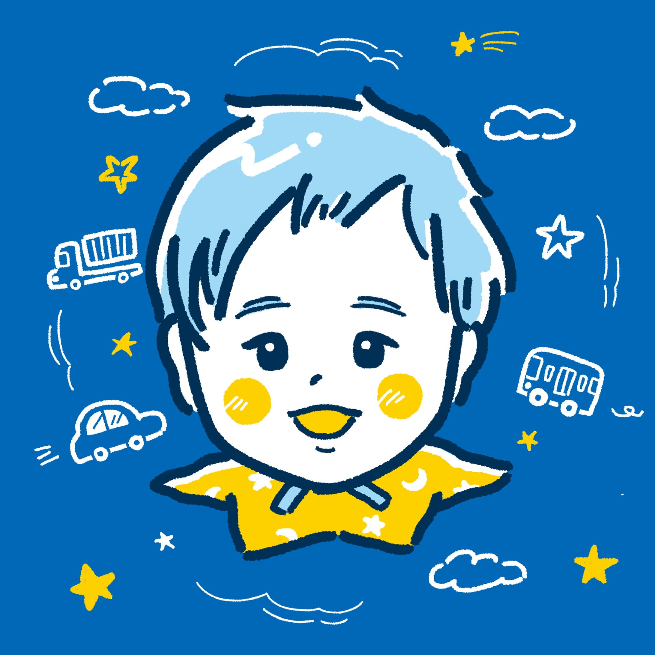 Baby likes blue｜似顔絵イラスト-1