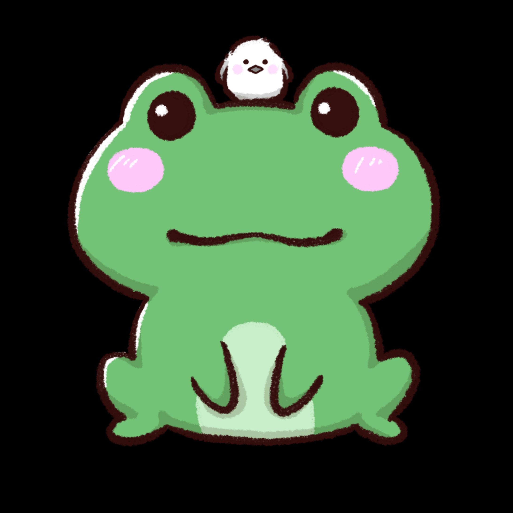 かわいいカエル&頭にシマエナガ-1