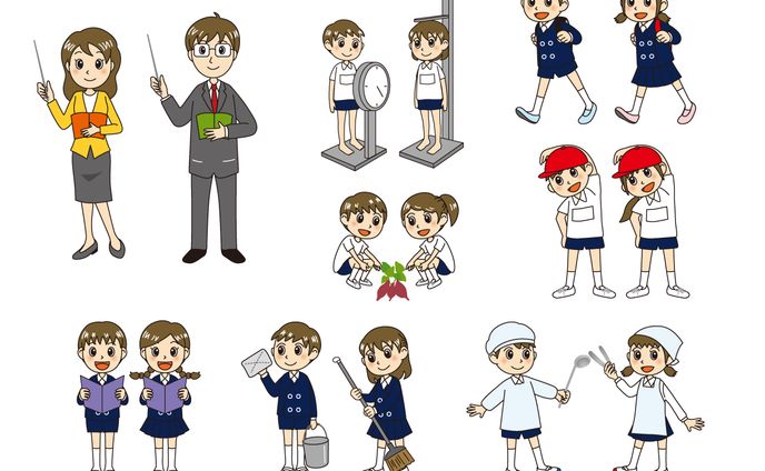 学校、イラスト（ヨコ向き）