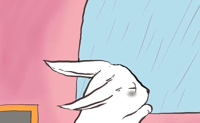 YouTube見すぎて目がショボ目👀外の景色を見ようとしても雨で白い世界☔️
#illustration #rabbit #blearyeyed #rain #sunday #athome #tired #art #comics #childrensbooks #animals #うさぎ #疲れ目 #イラスト #drawing #絵本