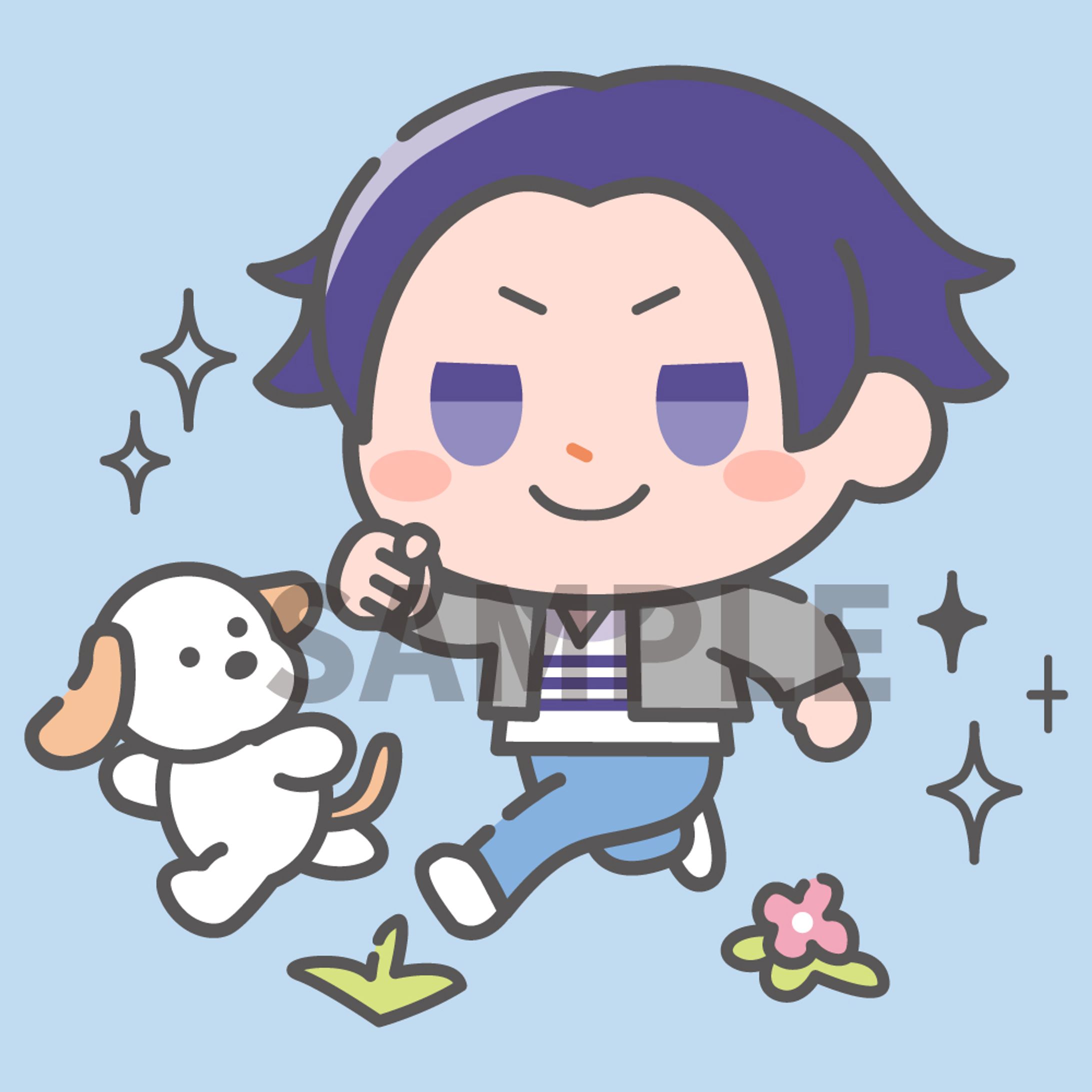 男性キャラクターミニキャライラスト背景付-1