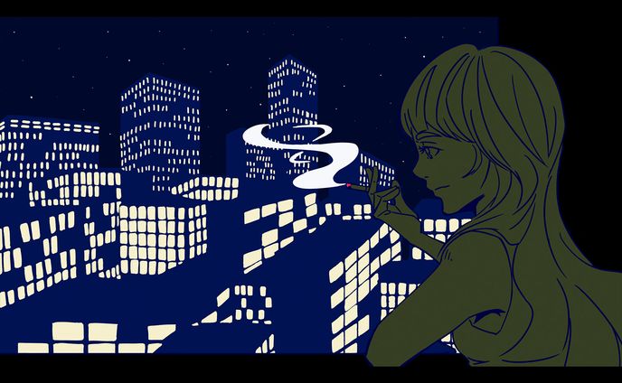 タバコと夜をテーマにした作品