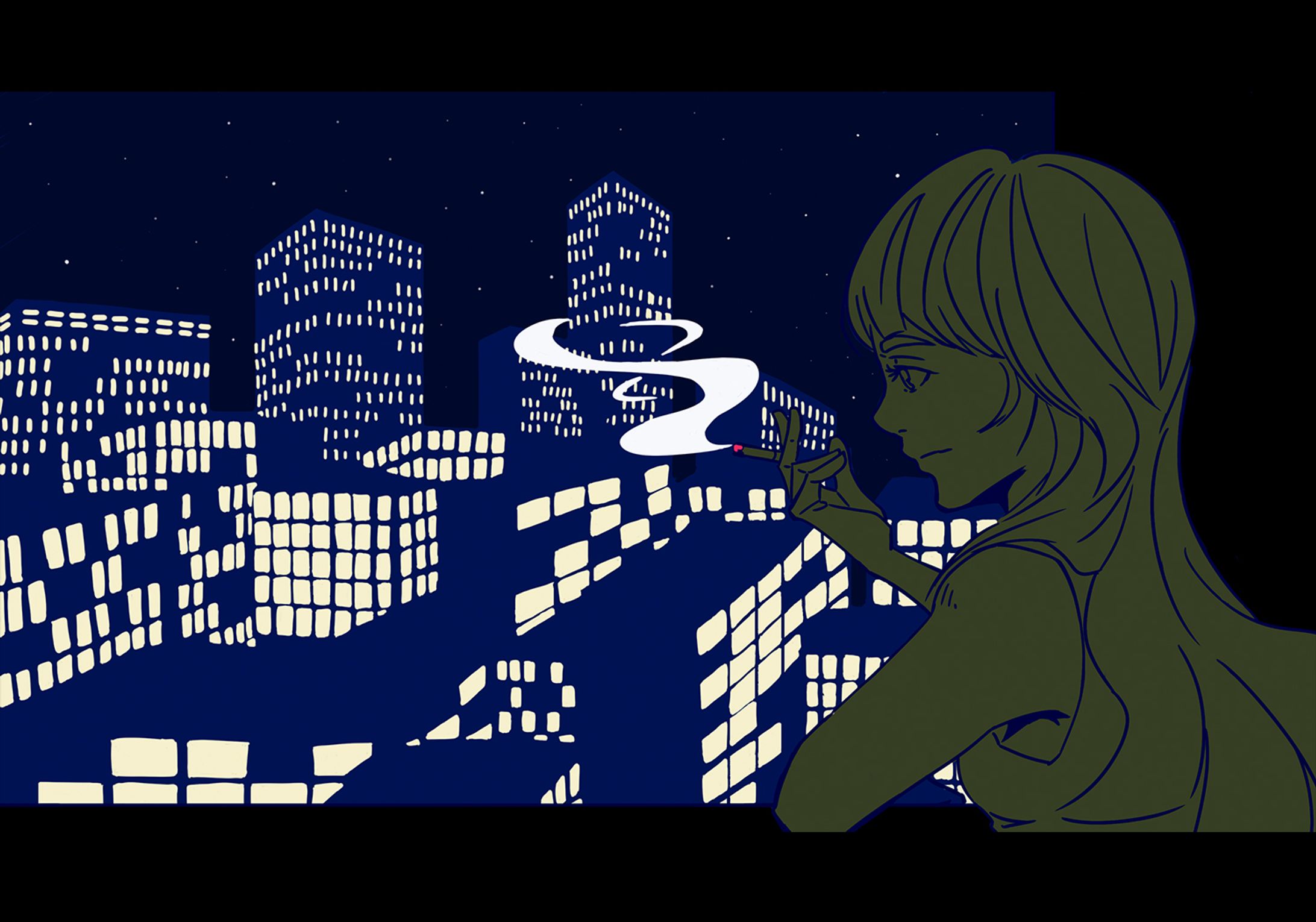 タバコと夜をテーマにした作品-1