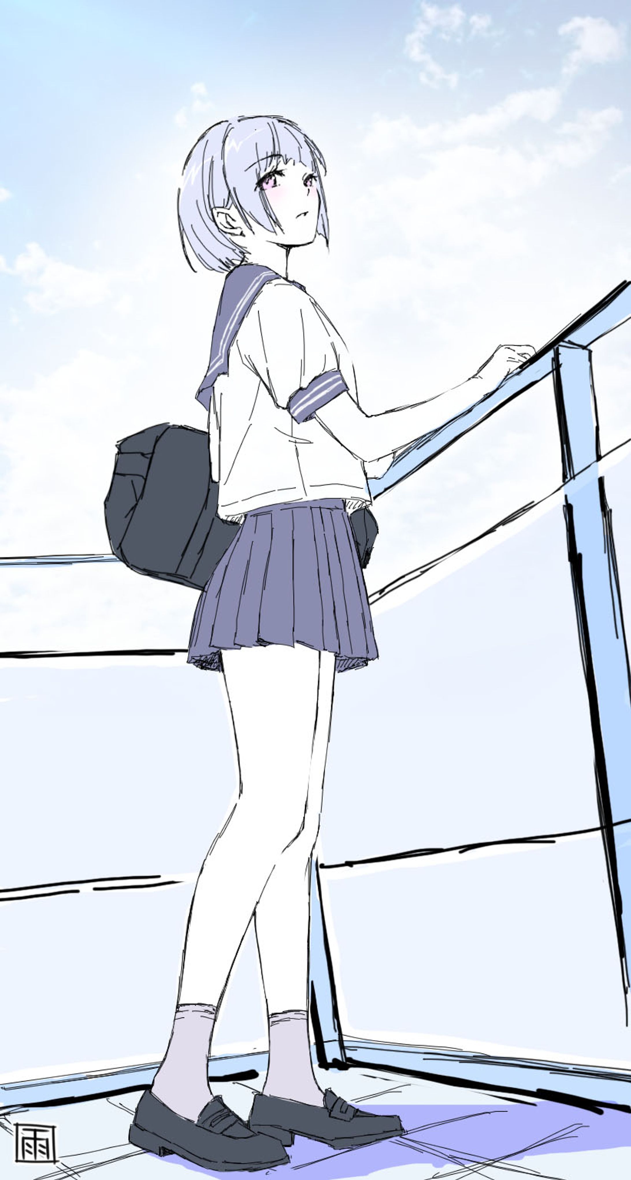 ラフ絵【制服少女】-1
