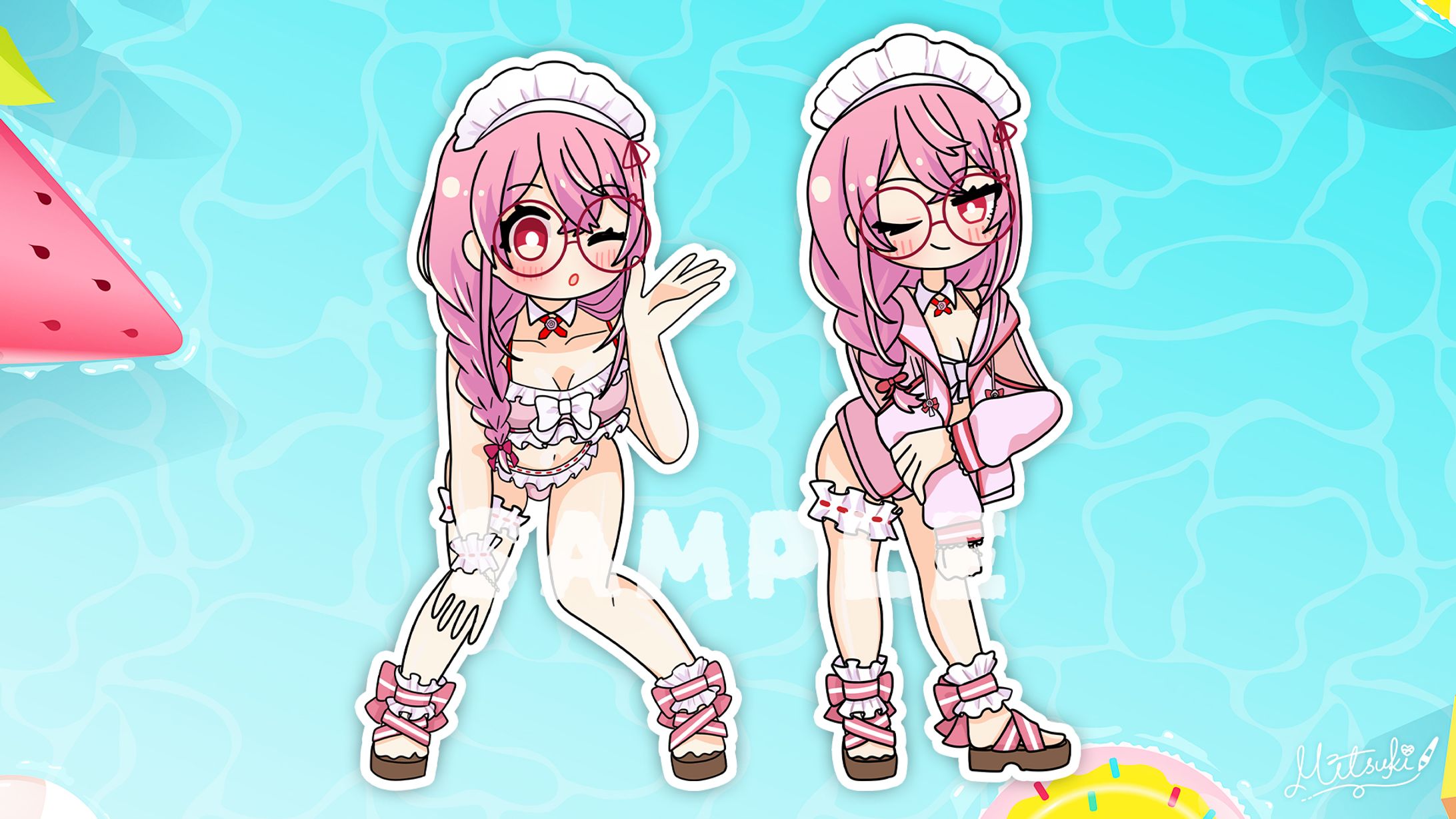 【SDイラスト】彩小路つばき様水着衣装-1