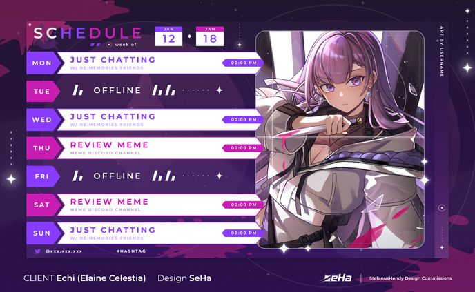 Echi (Elaine Celestia) Schedule