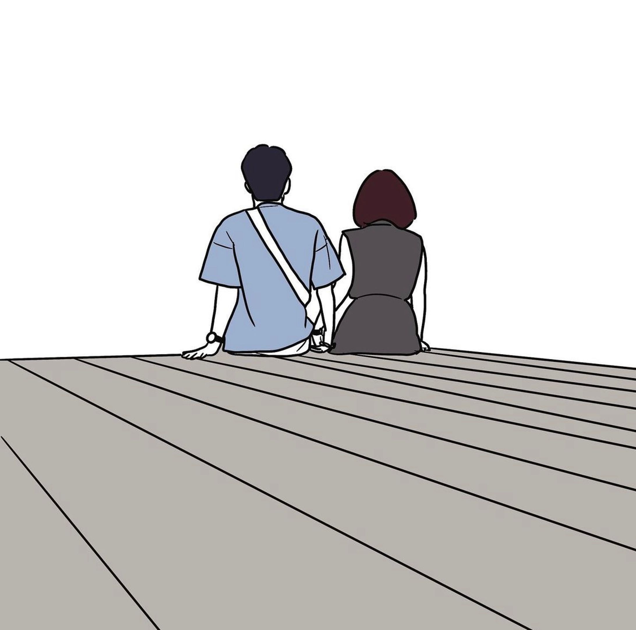 旅先　カップルイラスト-1