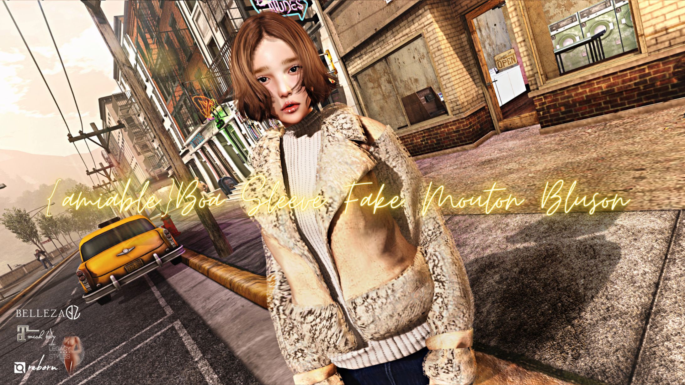 {amiable}Boa Sleeve Fake Mouton Bluson@the Mainstore.-1