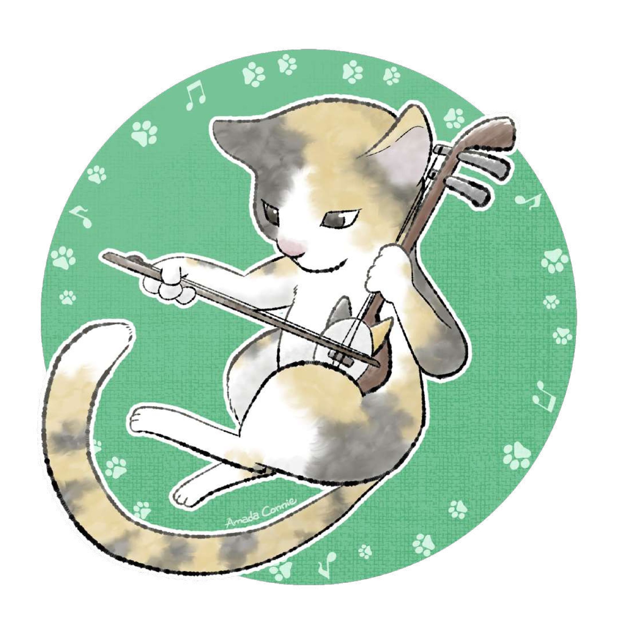 イラスト『二胡と猫』-1