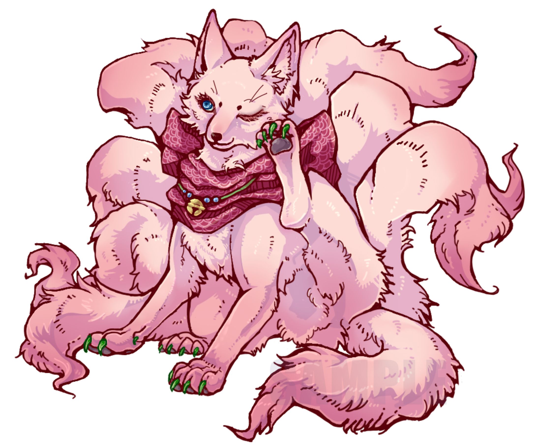 ポストカード用イラスト：桜狐-1