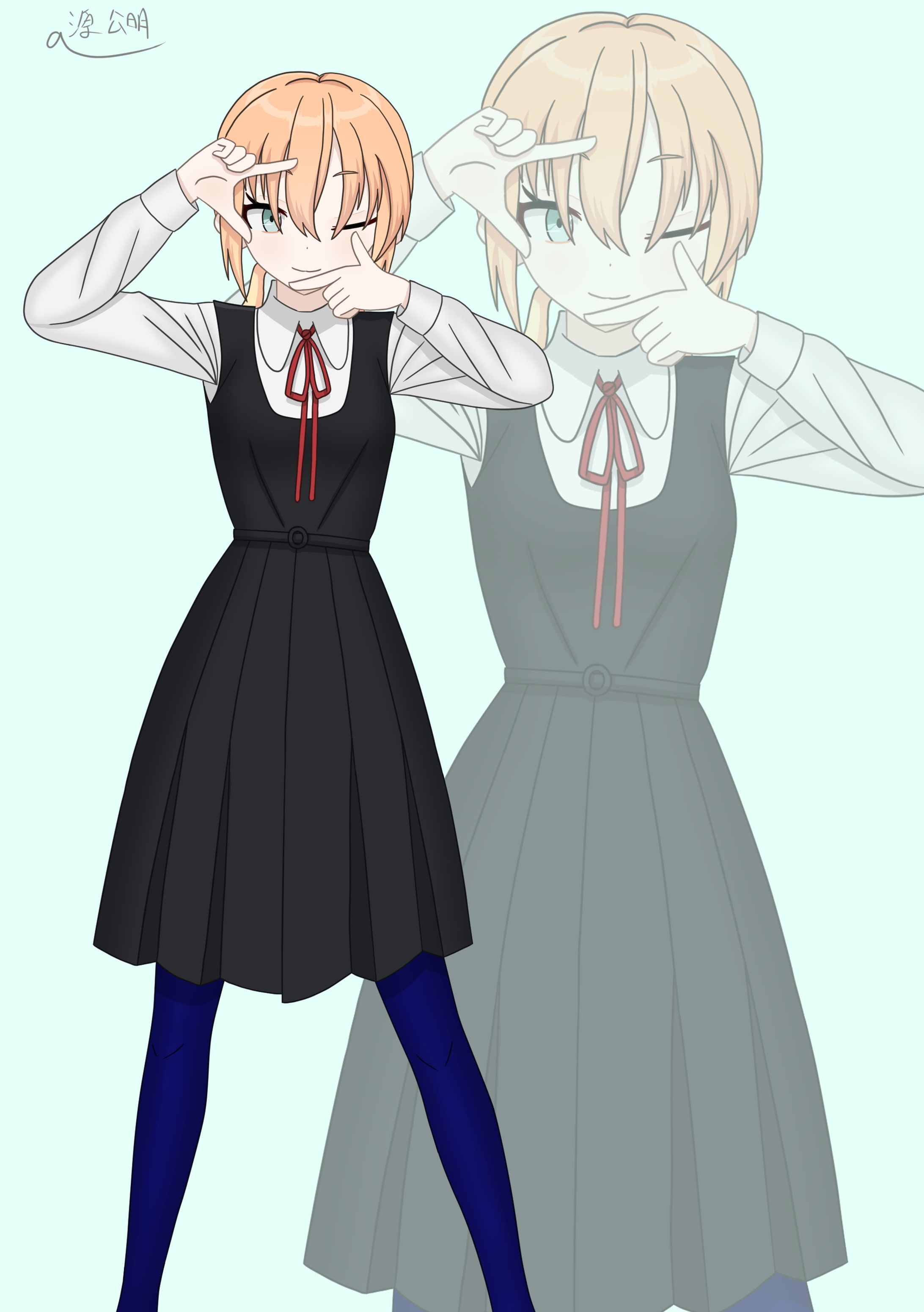 オリジナルキャラクター制服娘立ち絵、全身絵-1