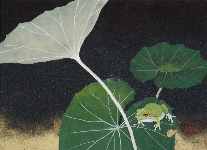 カエルの家族 日本画　ご誕生　開運画 Amazon.co.jp: 松本カエル ポスター 版画 日本画 版画 絵画 醜い