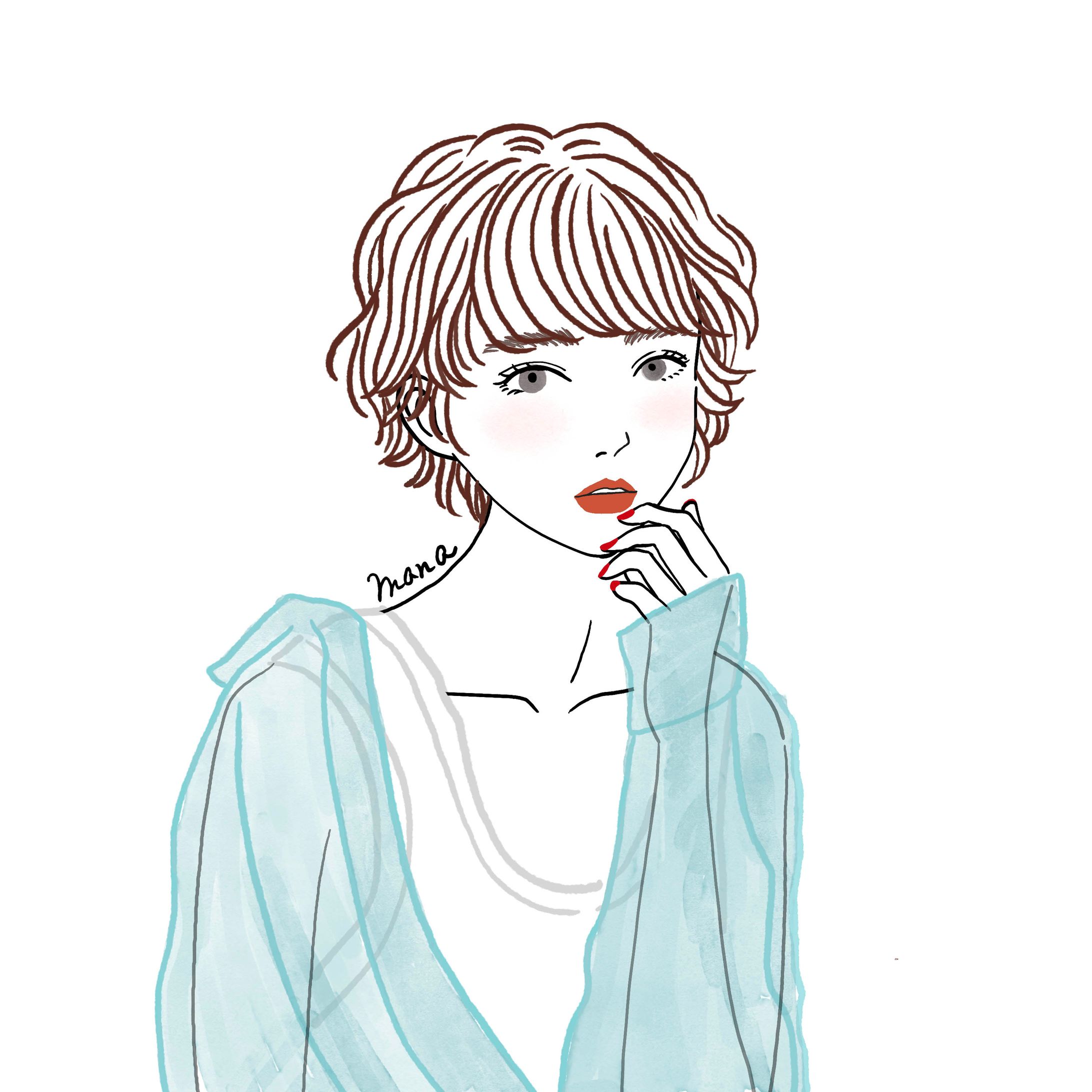 ショートヘアの女性-1