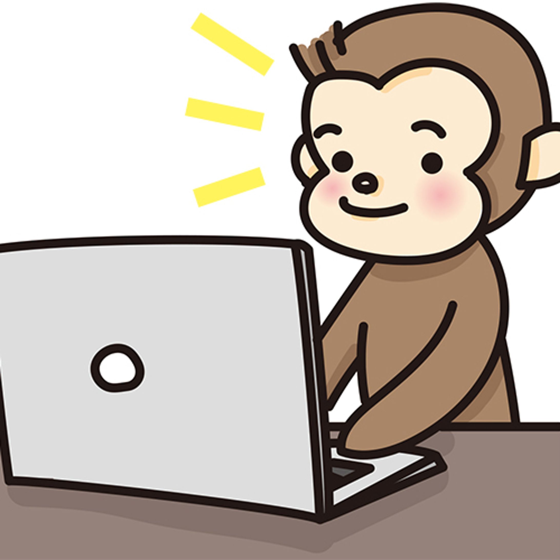 PCを操作するお猿さん-1