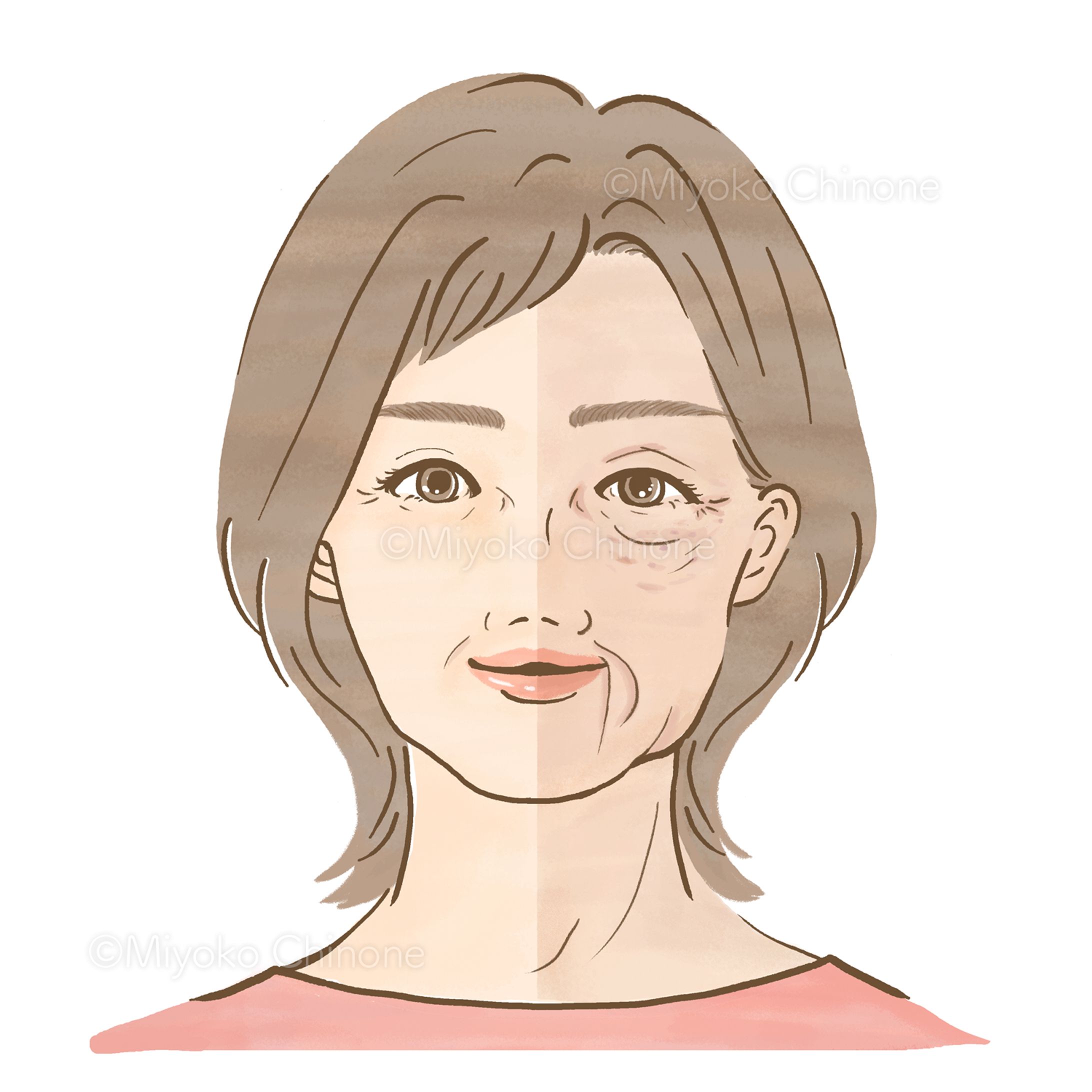 株式会社ハルメク様　スキンケア商品同封パンフレット　イラスト-1
